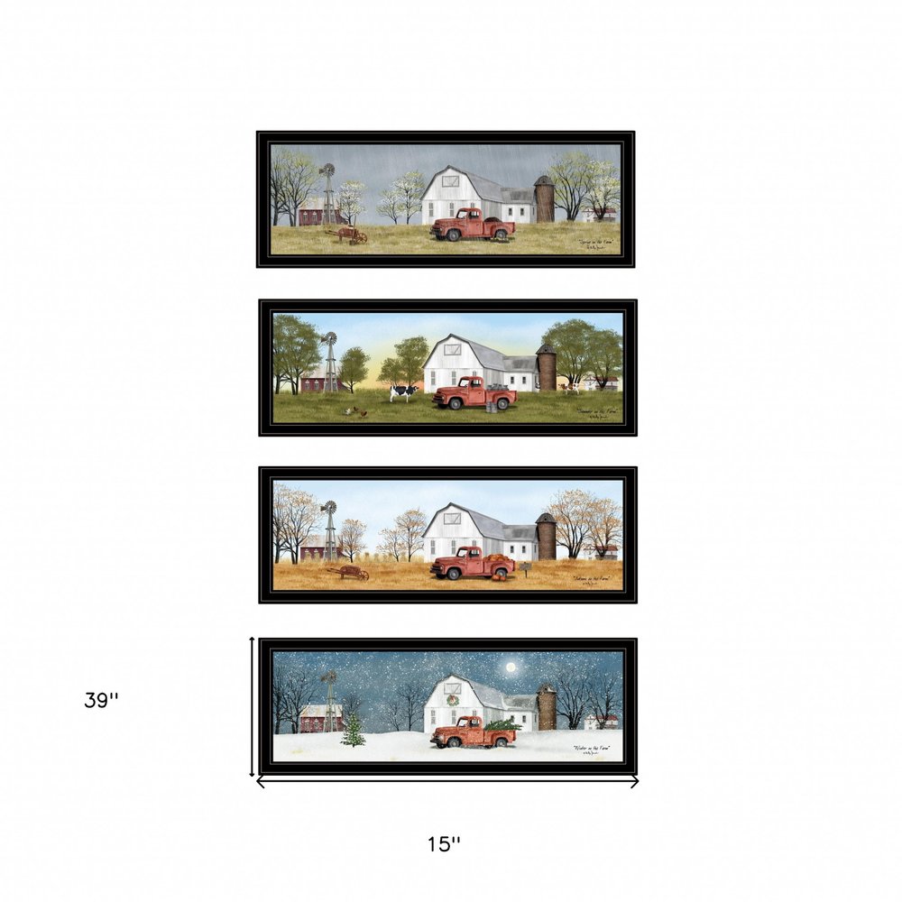 Set Of Four Billy Jacobs Four Seasons Collection VII 3 Black Framed Print Wall Art HomeRoots