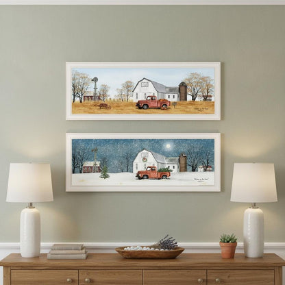 Set Of Two Autumn And Winter White Framed Print Wall Art HomeRoots