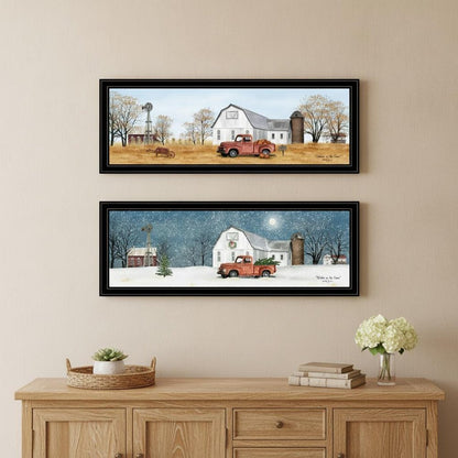 Set Of Two Billy Jacobs Seasonal Autumn or Winter Black Frame Black Framed Print Wall Art HomeRoots