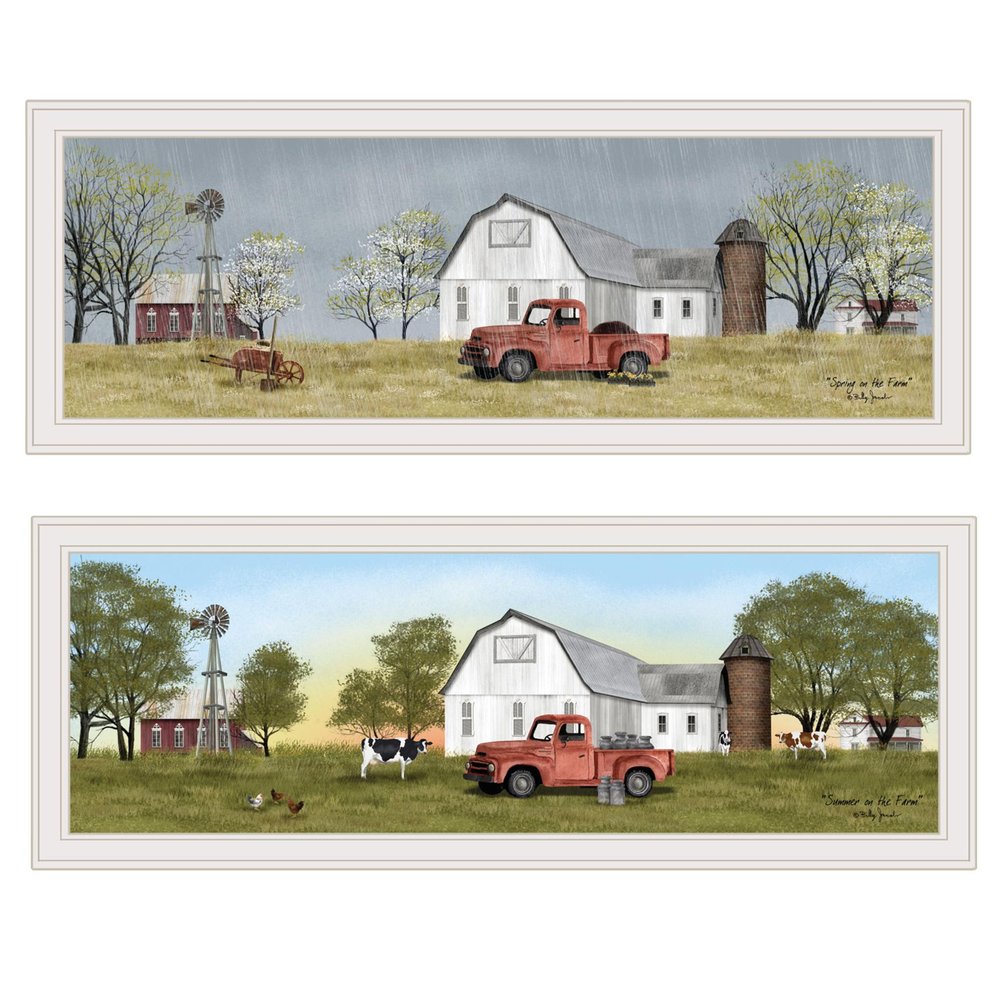 Set Of Two Billy Jacobs Summer or Spring Seasonal White Frame White Framed Print Wall Art HomeRoots