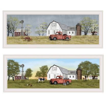 Set Of Two Billy Jacobs Summer or Spring Seasonal White Frame White Framed Print Wall Art HomeRoots