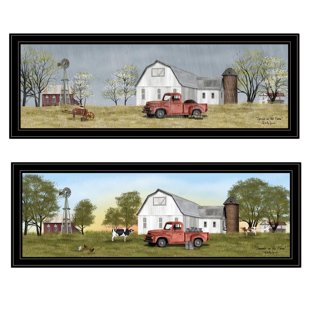 Set Of Two Billy Jacobs Summer or Spring Seasonal Black Frame Black Framed Print Wall Art HomeRoots