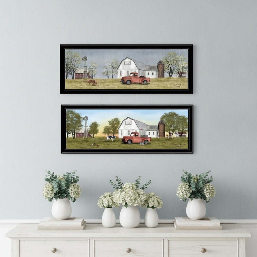 Set Of Two Billy Jacobs Summer or Spring Seasonal Black Frame Black Framed Print Wall Art HomeRoots