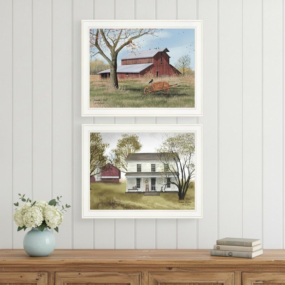 Set Of Two End of Summer 1 White Framed Print Wall Art — view 4
