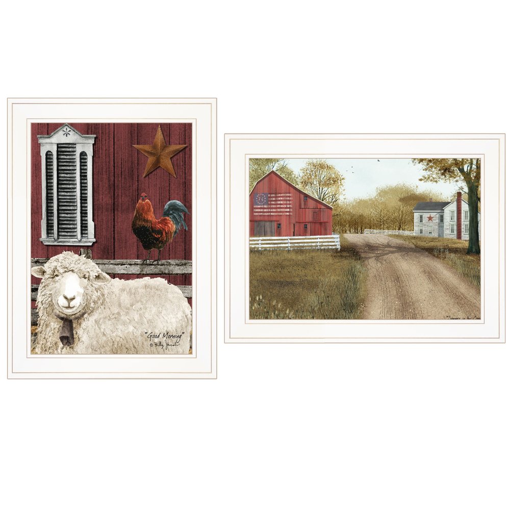 Set Of Two Good Morning 1 White Framed Print Wall Art — view 1