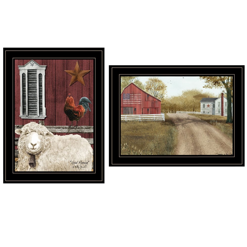 Set Of Two Good Morning 2 Black Framed Print Wall Art — view 1