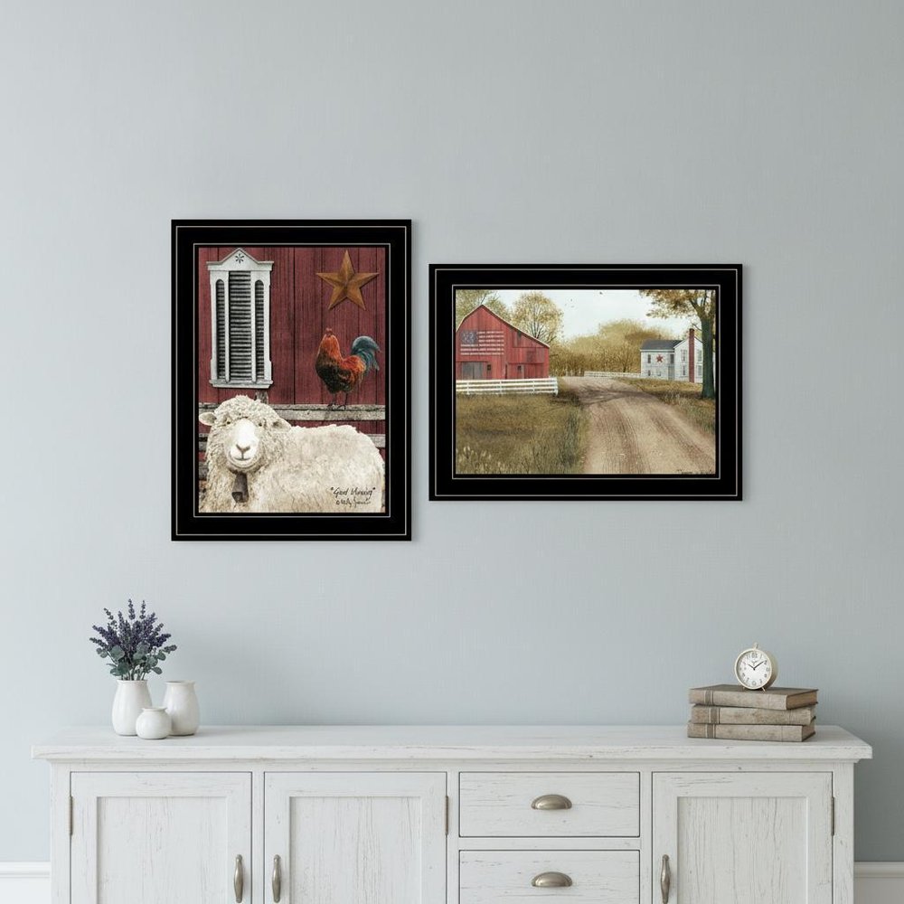Set Of Two Good Morning 2 Black Framed Print Wall Art — view 3