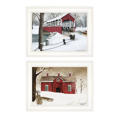 Set Of Two Winter Evening 1 White Framed Print Wall Art HomeRoots