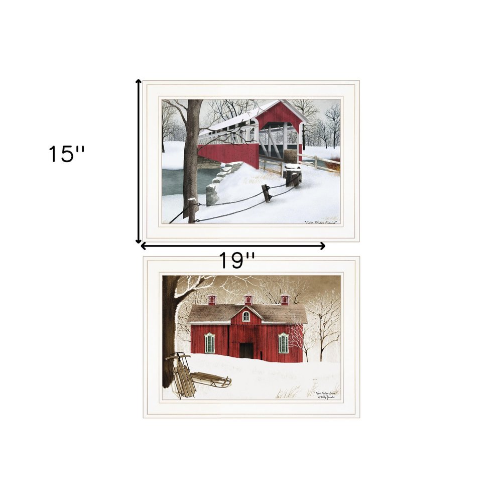 Set Of Two Winter Evening 1 White Framed Print Wall Art HomeRoots