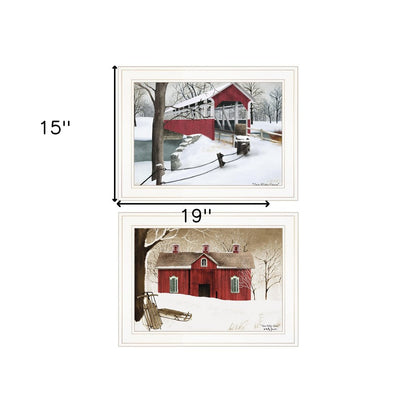 Set Of Two Winter Evening 1 White Framed Print Wall Art HomeRoots