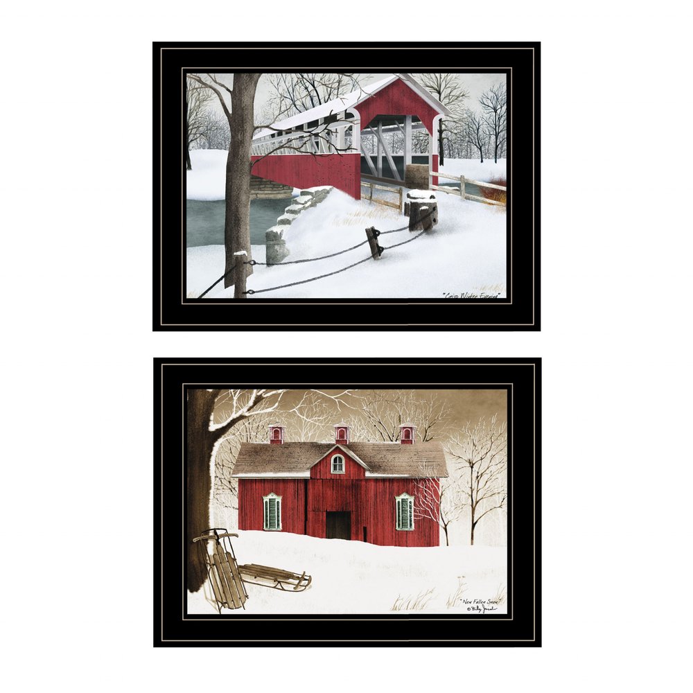 Set Of Two Winter Evening 2 Black Framed Print Wall Art HomeRoots