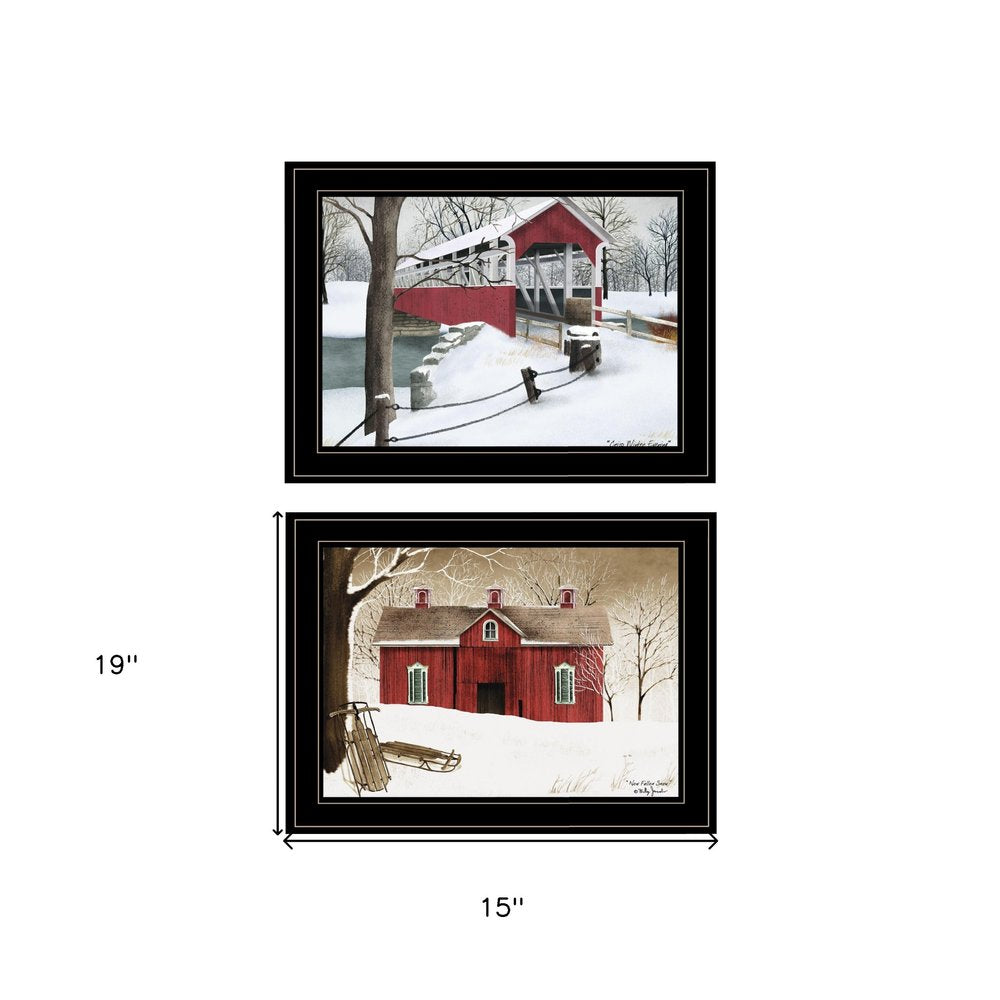Set Of Two Winter Evening 2 Black Framed Print Wall Art HomeRoots
