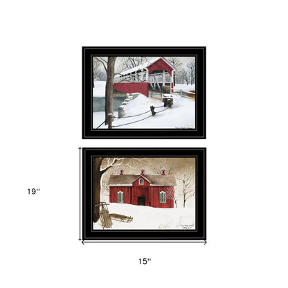 Set Of Two Winter Evening 2 Black Framed Print Wall Art HomeRoots