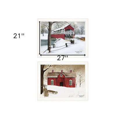 Set Of Two Crisp and New Fallen Snow 1 White Framed Print Wall Art HomeRoots