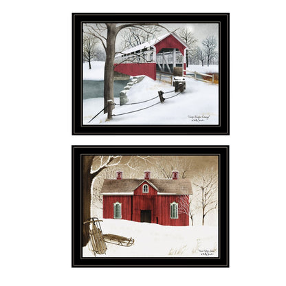 Set Of Two Crisp and New Fallen Snow 2 Black Framed Print Wall Art HomeRoots