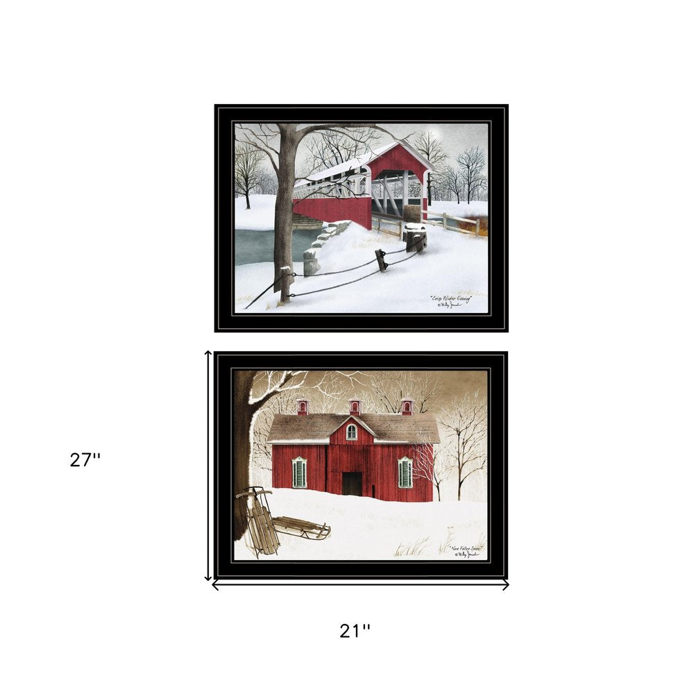 Set Of Two Crisp and New Fallen Snow 2 Black Framed Print Wall Art HomeRoots