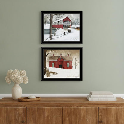 Set Of Two Crisp and New Fallen Snow 2 Black Framed Print Wall Art HomeRoots