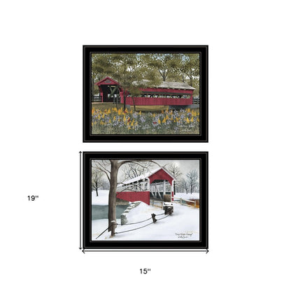 Set Of Two Covered Bridge Collection II 2 Black Framed Print Wall Art HomeRoots