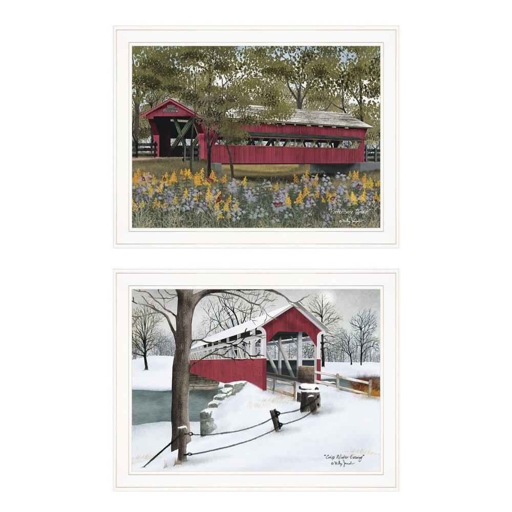 Set Of Two Covered Bridge Collection III White Framed Print Wall Art — view 1