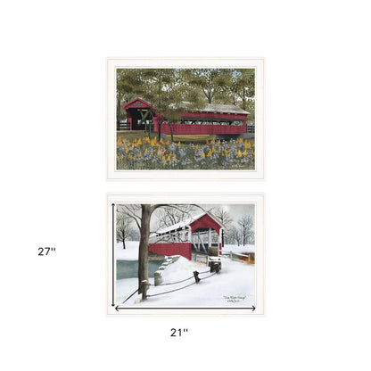 Set Of Two Covered Bridge Collection III White Framed Print Wall Art HomeRoots