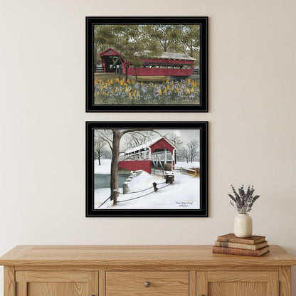 Set Of Two Billy Jacobs Covered Bridge Collection III Black Framed Print Wall Art HomeRoots