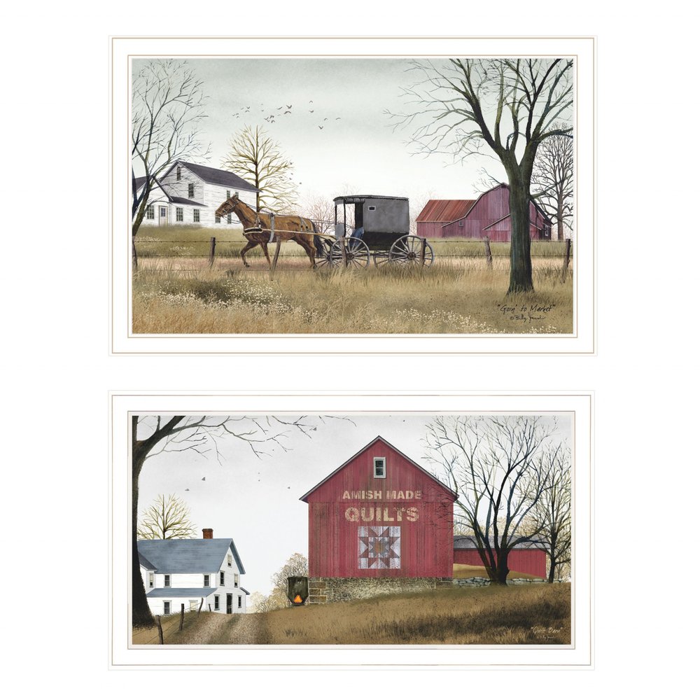 Set Of Two Goin to Market 1 White Framed Print Wall Art HomeRoots