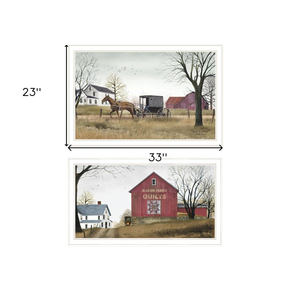 Set Of Two Goin to Market 1 White Framed Print Wall Art — view 7
