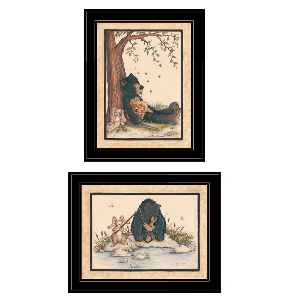 Set Of Two Gone Fishing 2 Black Framed Print Wall Art HomeRoots