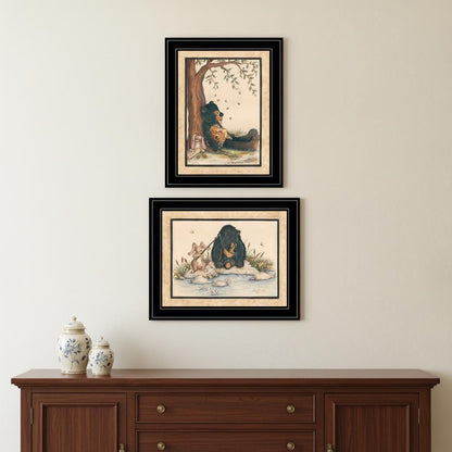 Set Of Two Gone Fishing 2 Black Framed Print Wall Art HomeRoots