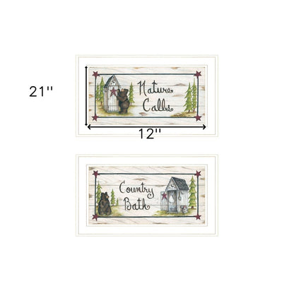 Set Of Two Nature Calls 1 White Framed Print Bathroom Wall Art HomeRoots