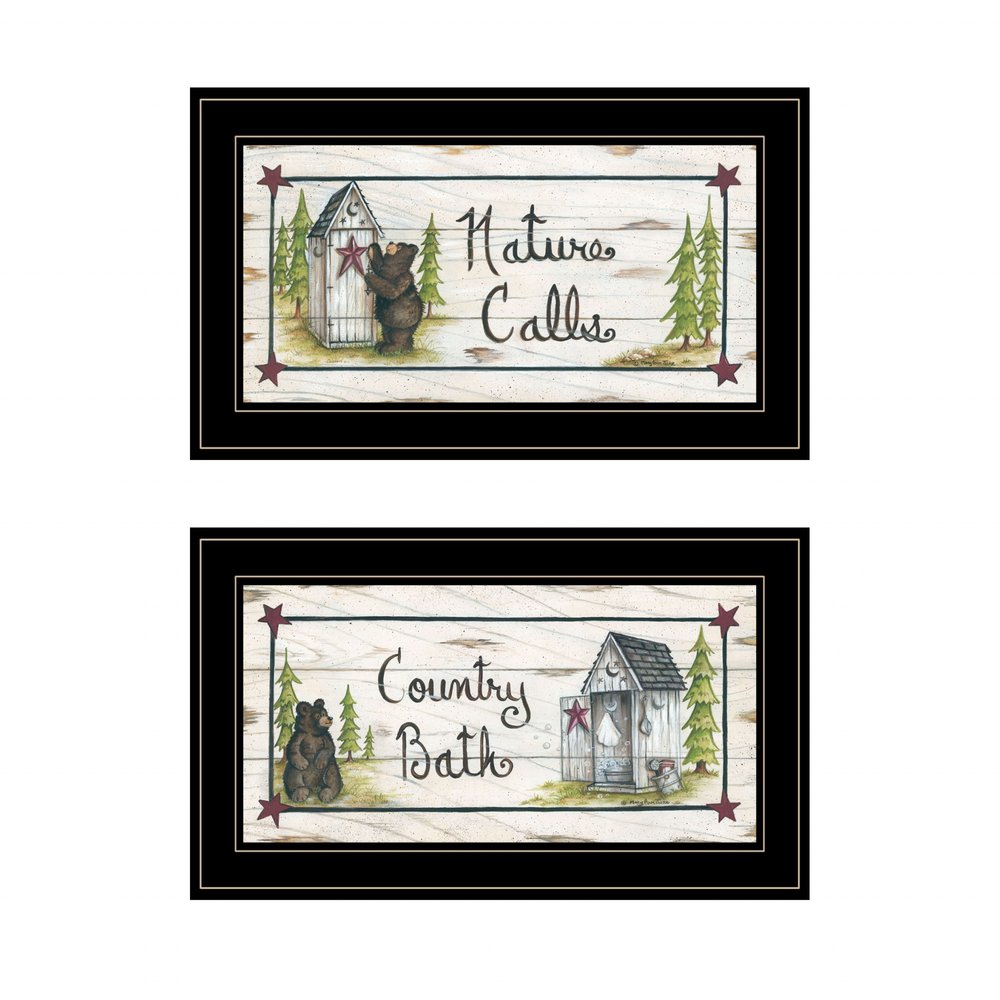 Set Of Two Nature Calls 2 Black Framed Print Bathroom Wall Art HomeRoots