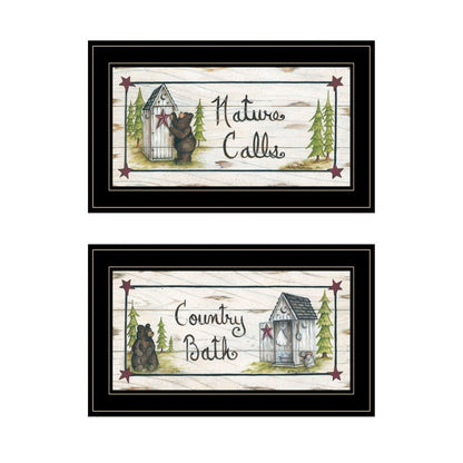 Set Of Two Nature Calls 2 Black Framed Print Bathroom Wall Art HomeRoots