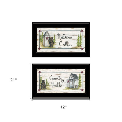 Set Of Two Nature Calls 2 Black Framed Print Bathroom Wall Art HomeRoots