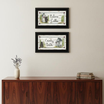 Set Of Two Nature Calls 2 Black Framed Print Bathroom Wall Art HomeRoots