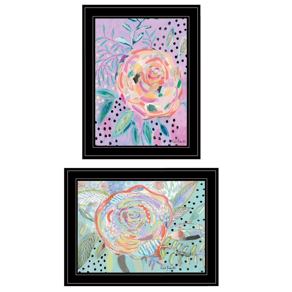Set Of Two Bloom for Yourself 2 Black Framed Print Wall Art HomeRoots