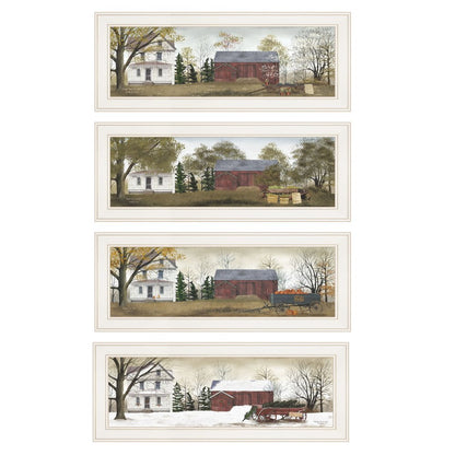 Set Of Four Seasons on the Farm White Framed Prints Wall Art HomeRoots