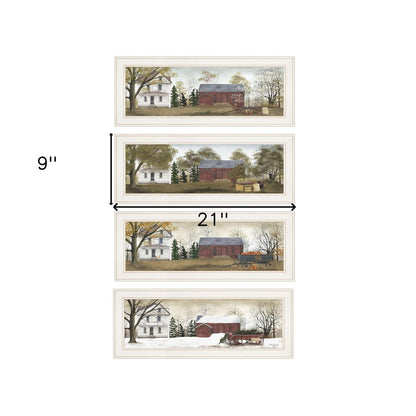 Set Of Four Seasons on the Farm White Framed Prints Wall Art HomeRoots
