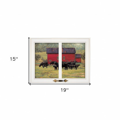 By the Red Barn Herd of Angus 1 White Framed Print Wall Art HomeRoots
