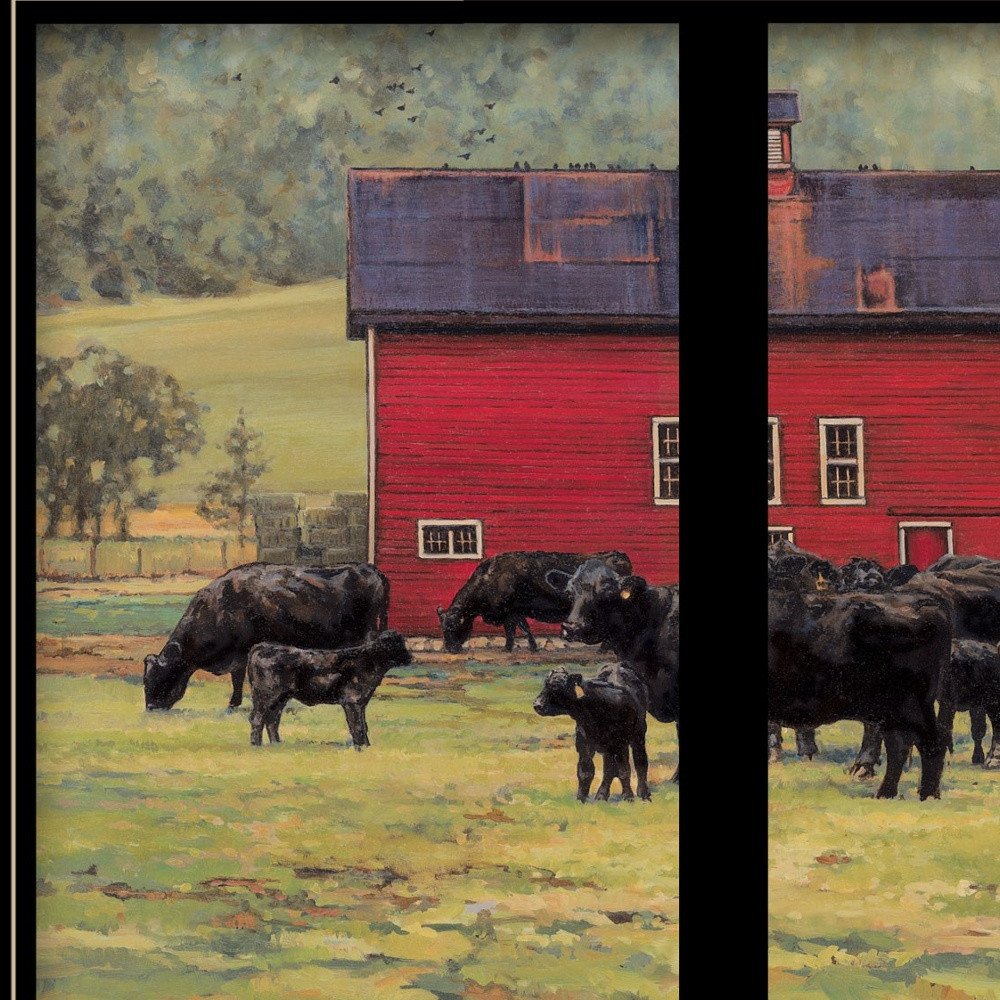 By the Red Barn Herd of Angus 2 Black Framed Print Wall Art HomeRoots