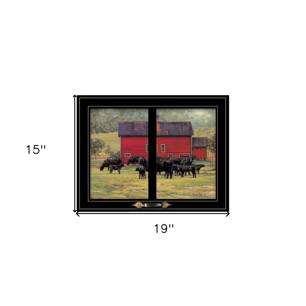 By the Red Barn Herd of Angus 2 Black Framed Print Wall Art HomeRoots
