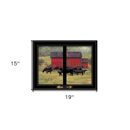 By the Red Barn Herd of Angus 2 Black Framed Print Wall Art HomeRoots
