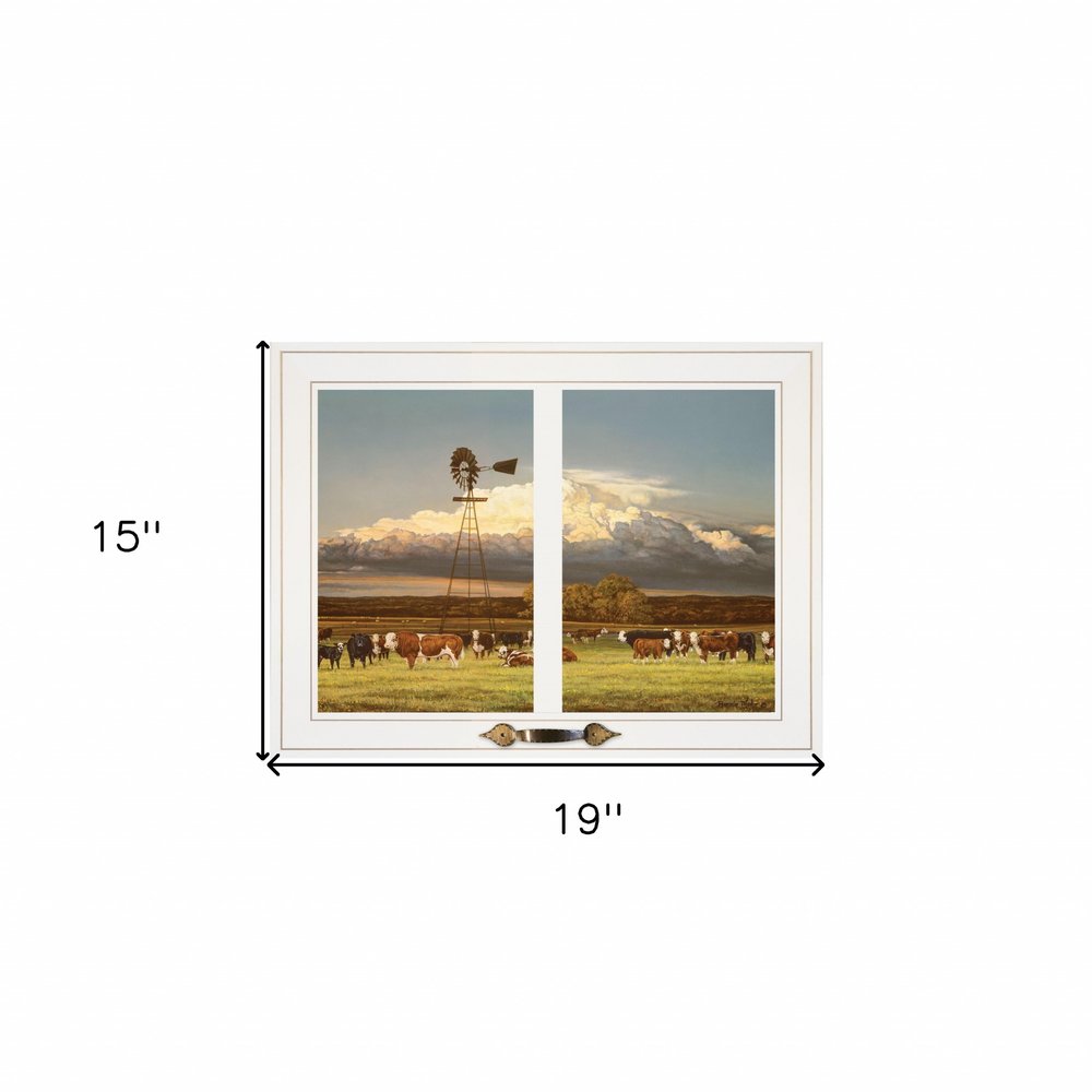 Summer Pastures Holstein cows with windmill 1 White Framed Print Wall Art HomeRoots