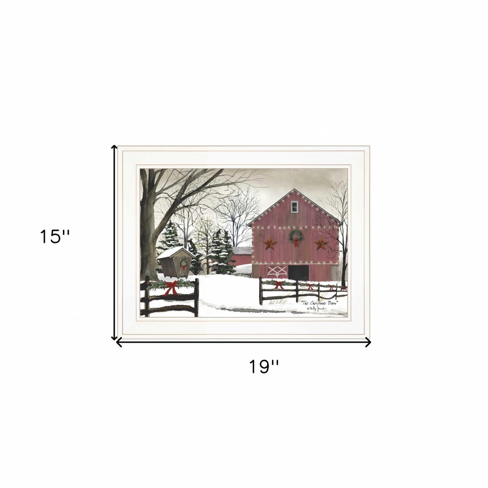 Christmas Barn 1 White Framed Print Wall Art — view 3