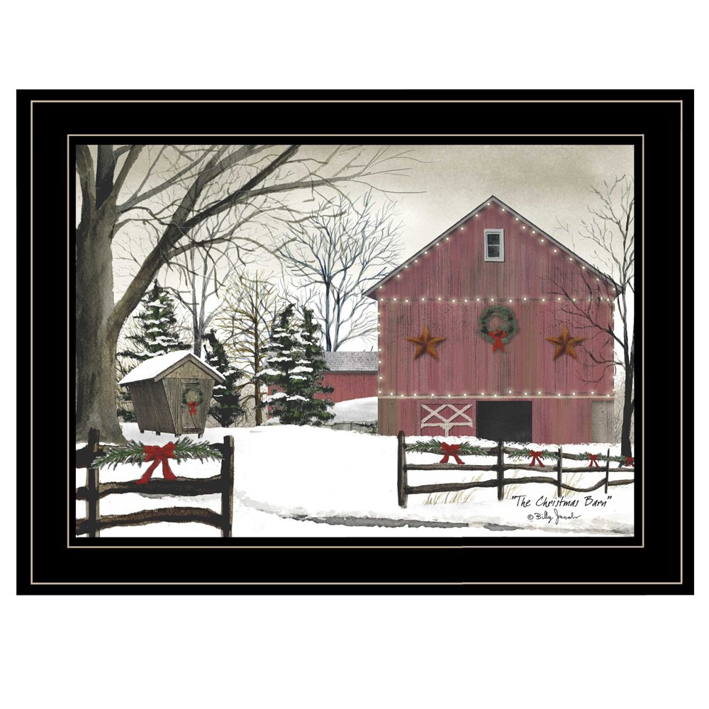 Christmas Barn 2 Black Framed Print Wall Art — view 1