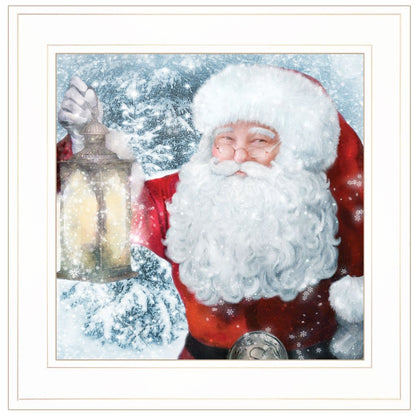 Santa with Lantern 1 White Framed Print Wall Art HomeRoots