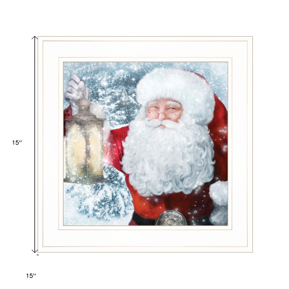Santa with Lantern 1 White Framed Print Wall Art HomeRoots