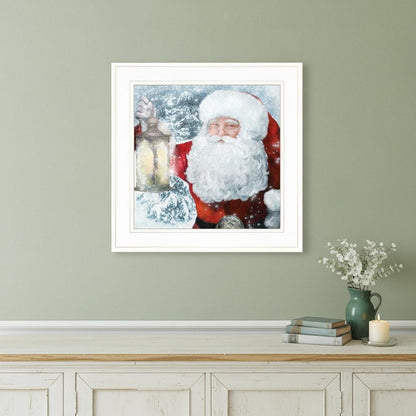 Santa with Lantern 1 White Framed Print Wall Art HomeRoots