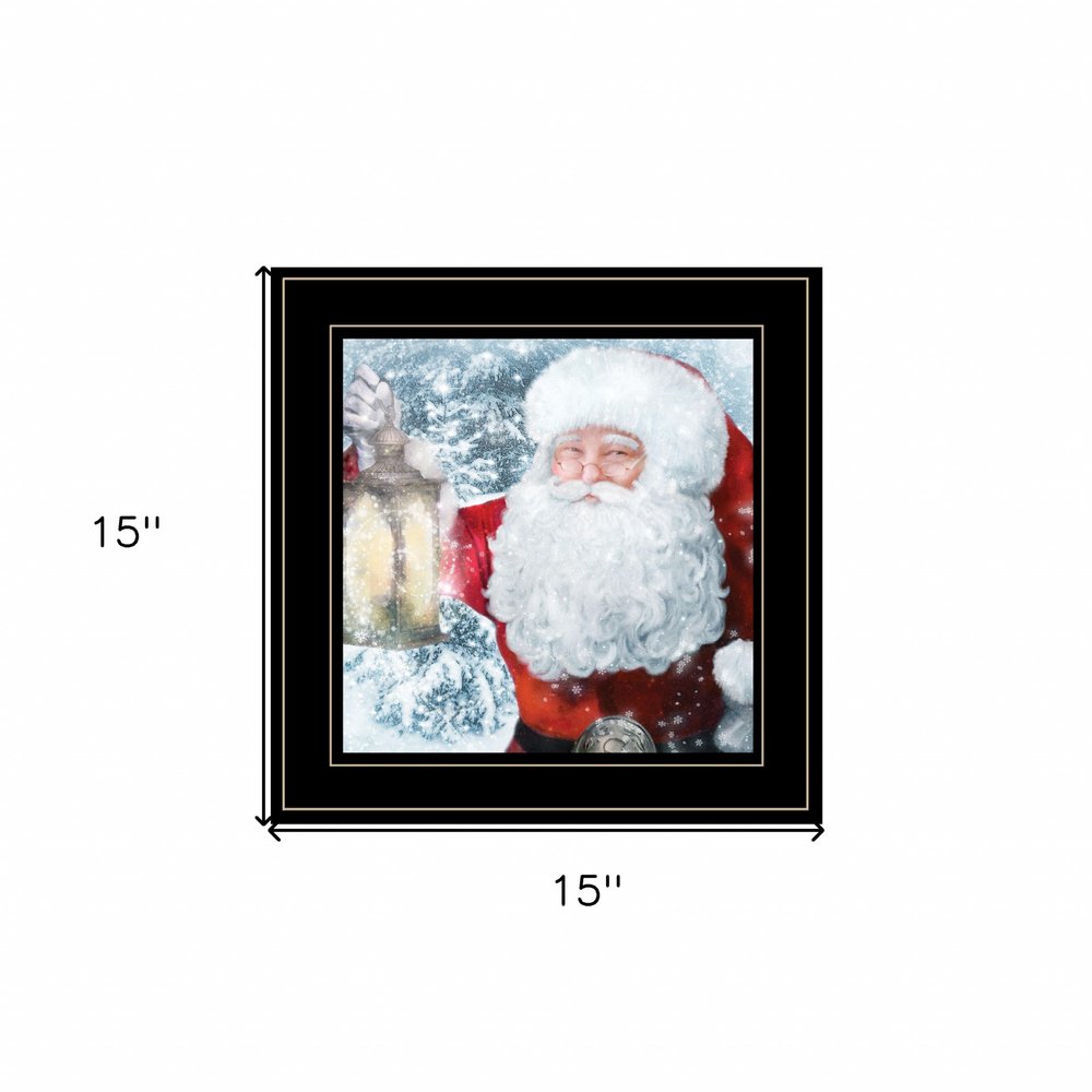 Santa with Lantern 2 Black Framed Print Wall Art — view 4
