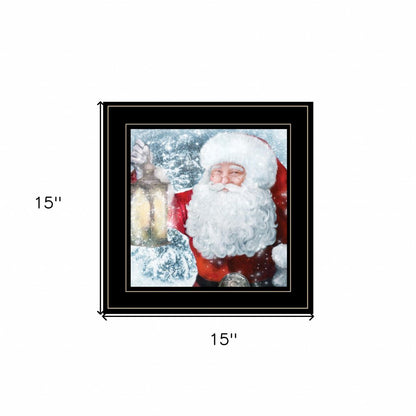 Santa with Lantern 2 Black Framed Print Wall Art HomeRoots