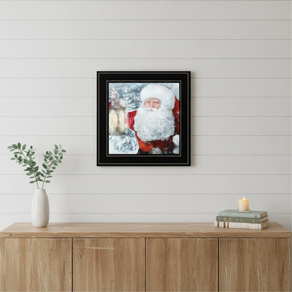 Santa with Lantern 2 Black Framed Print Wall Art HomeRoots